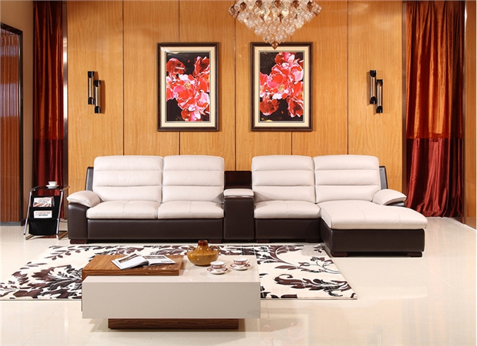 A家家居客厅头层牛皮沙发带几可储物现代组合沙发