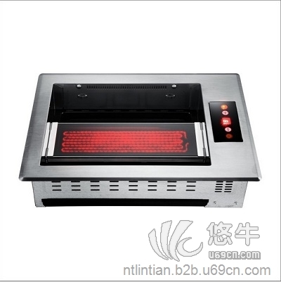 韩式远红外线方形烧烤炉镶嵌式电烧烤炉下排烟商用烤肉炉