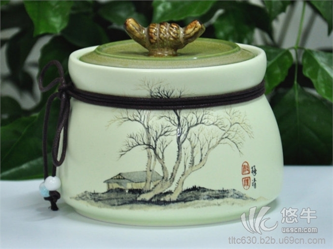 陶瓷一斤茶叶罐子，青花茶叶罐子