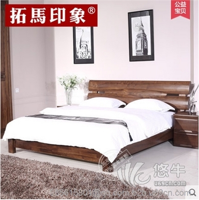 拓马印象全实木床简约1.5/1.8米双人床实木家具婚床中式实木床