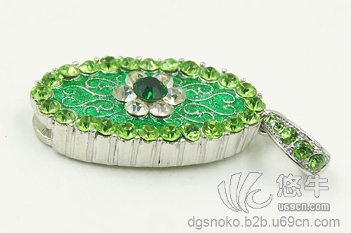 绿色镶嵌花纹珠宝U盘新品上市