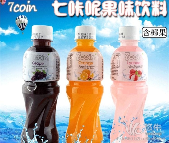 泰国进口饮料7coin七咔呢牌含椰果橙汁饮料300ml