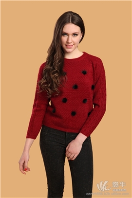 无锡三七针织开衫红黑草莓针织衫