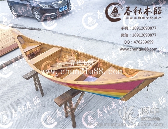 厂家直销定制欧式彩虹刚朵拉木船小木船装饰木船种花船图1