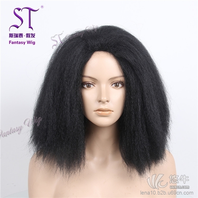 黑人女士发套YAKI中分长刘海假发卷发套时尚模特假发ebay图1