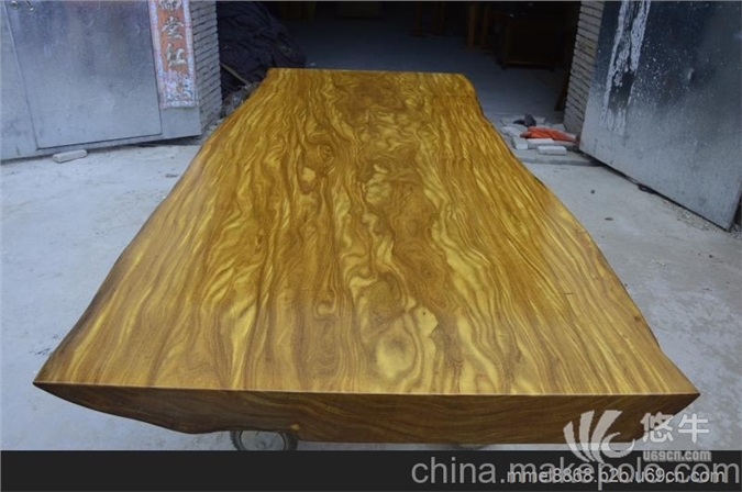 金丝柚木大板实木茶台餐桌会议桌书桌