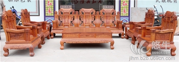 新中式实木家具，仿古家具，太子宝鼎沙发10件套，缅甸花梨木，大果紫檀