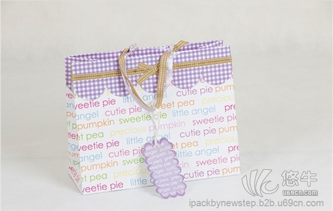 紫色蝴蝶结礼品纸袋