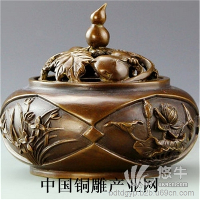 铜雕报价，供奉精美铜香炉工艺品，中国铜雕产业网