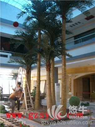 仿真椰子树群组景观哪有卖人造5头5米高玻璃钢材质仿真植物树价格
