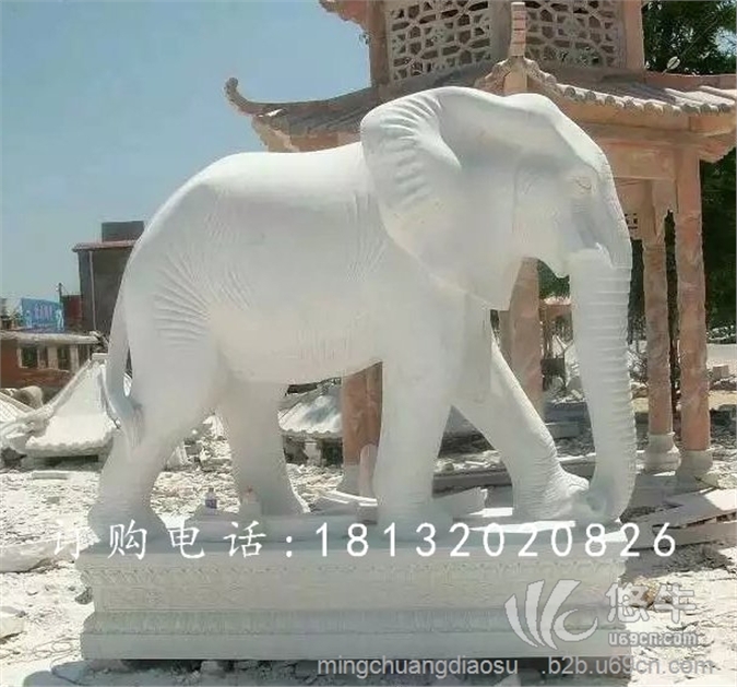 动物石雕汉白玉大象
