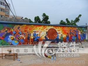 云南彝族文化墙体彩绘